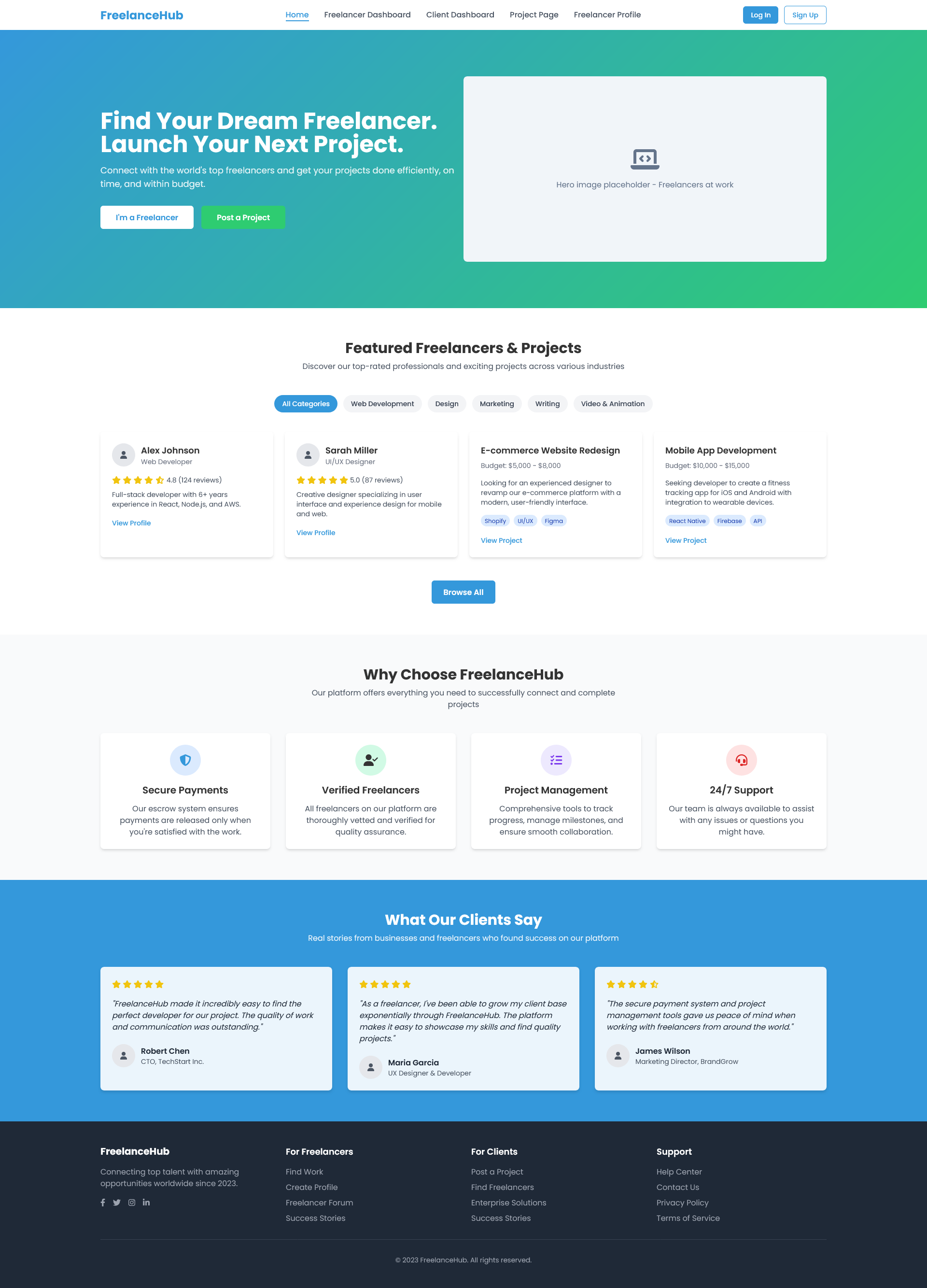 پلتفرم فریلنسری FreelanceHub
