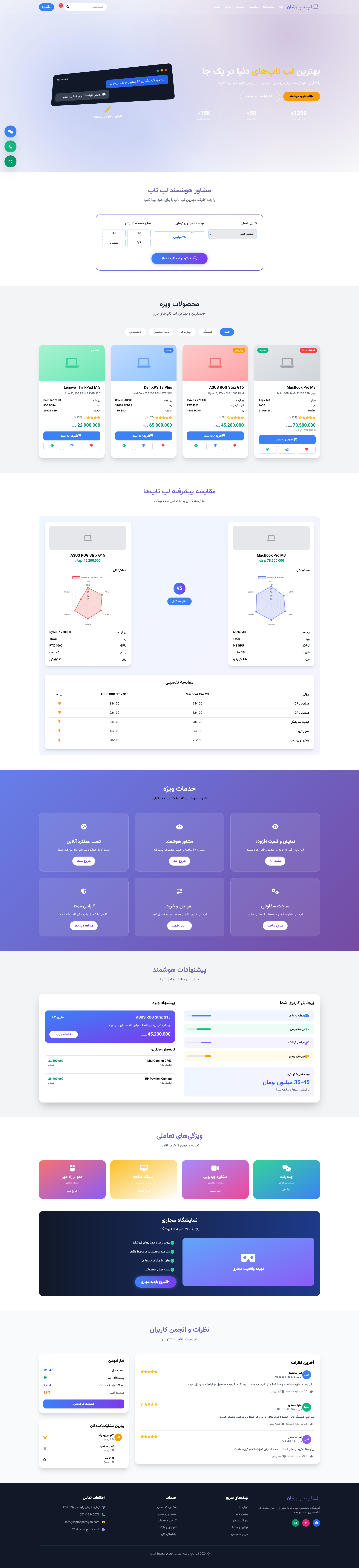 طراحی فروشگاه اینترنتی پیشرفته لپ‌تاپ پارنیان
